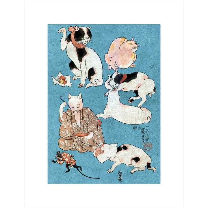 Cats in Various Poses | Blank Greeting Card for wholesale by Lucca Paperworks