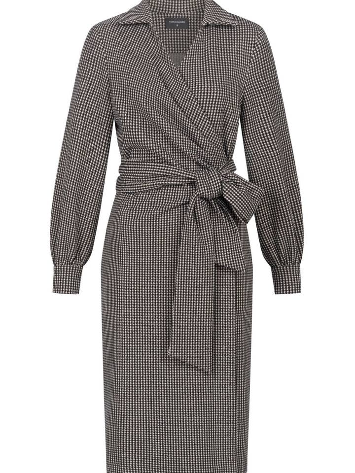 Houndstooth Wrap Dress Black & White for wholesale by Marianna Déri GmbH