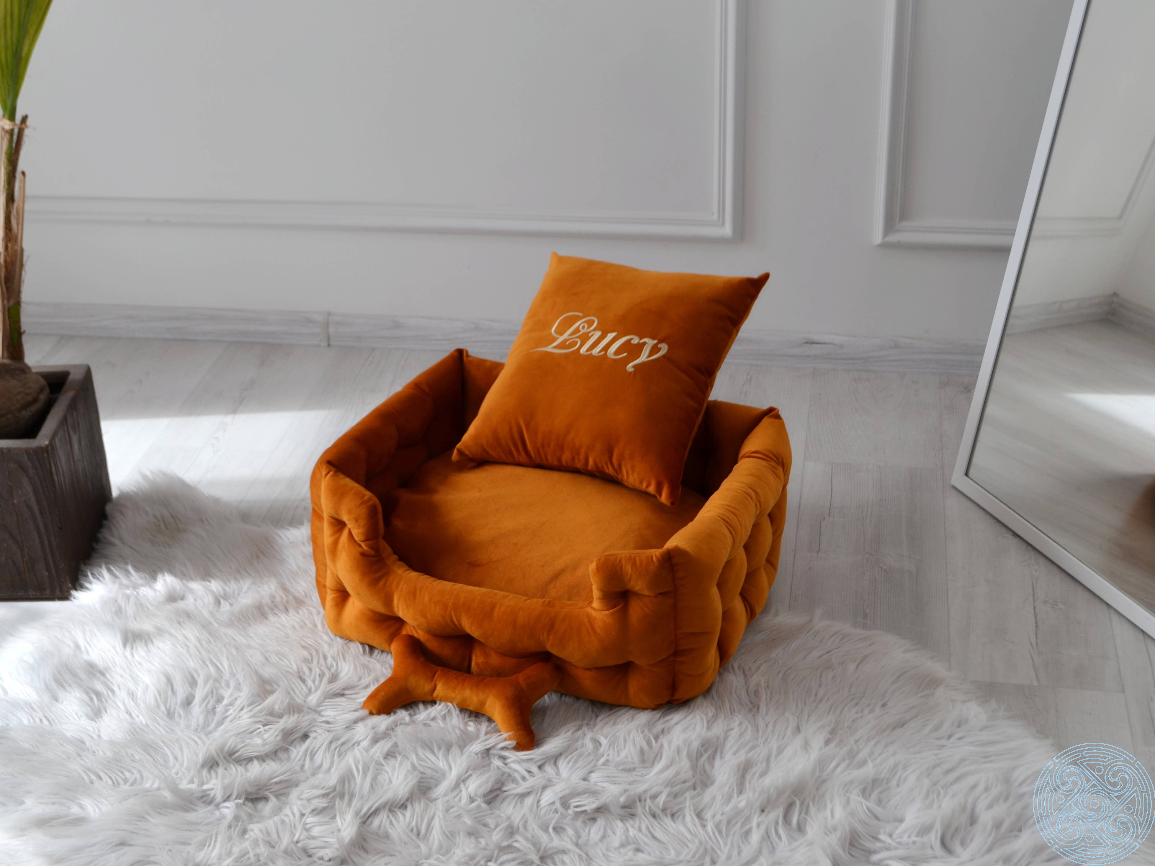 Magicalworld – wholesale Husdjursbädd – Hund – Djurångestbädd för stora hundar i orange, personalisering5