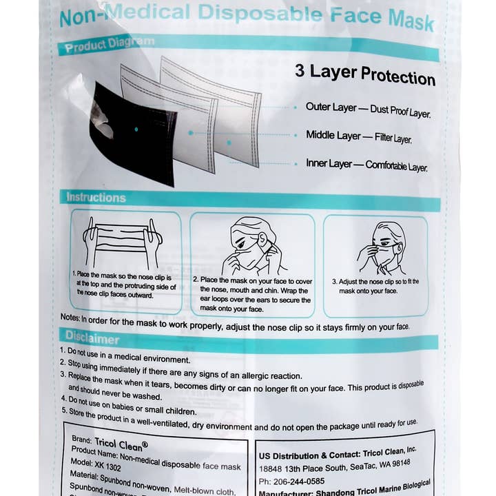 Everplush - Wholesale Niet-medisch wegwerpmasker - Wegwerp 3-laags gezichtsmasker in zwart, 10 pk (niet-medisch)3