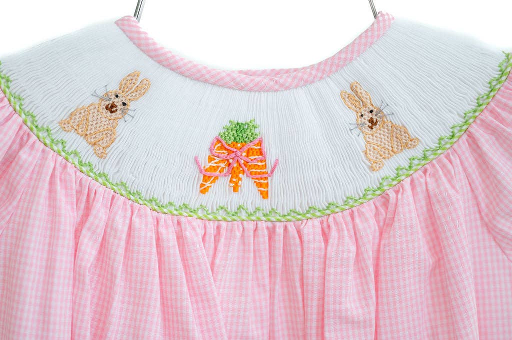 Ruth and Ralph - Wholesale Bodysuit (Non-Footed) - Baby - Easter Bunny and Carrots Smocked Birdie Bubble2