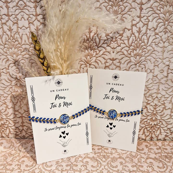 Lydée Déco – wholesale Charm/dangle bracelet – 2 duo flower or art deco bracelets with adjustable chain6