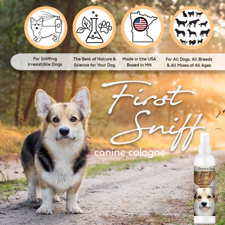 The Blissful Dog – Großhandel Haustier-Deospray – First Sniff Dog Cologne | Bleibt in Ihrer Nase Gallone