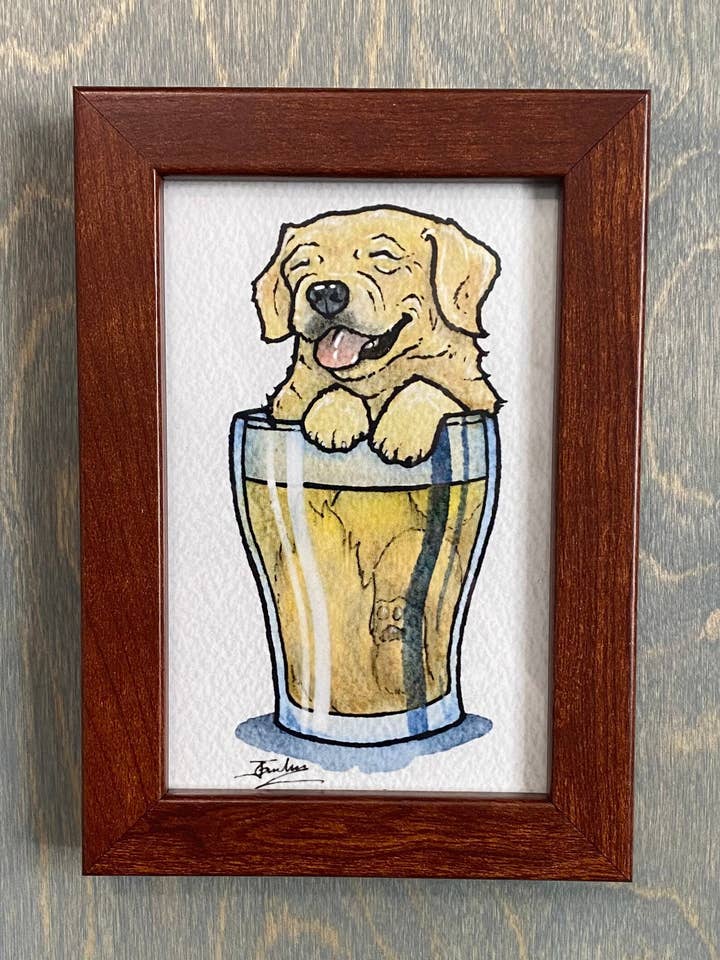 Giddy Golden Ale, Drinking Buddy, Art Print for wholesale by Guerdrum Art