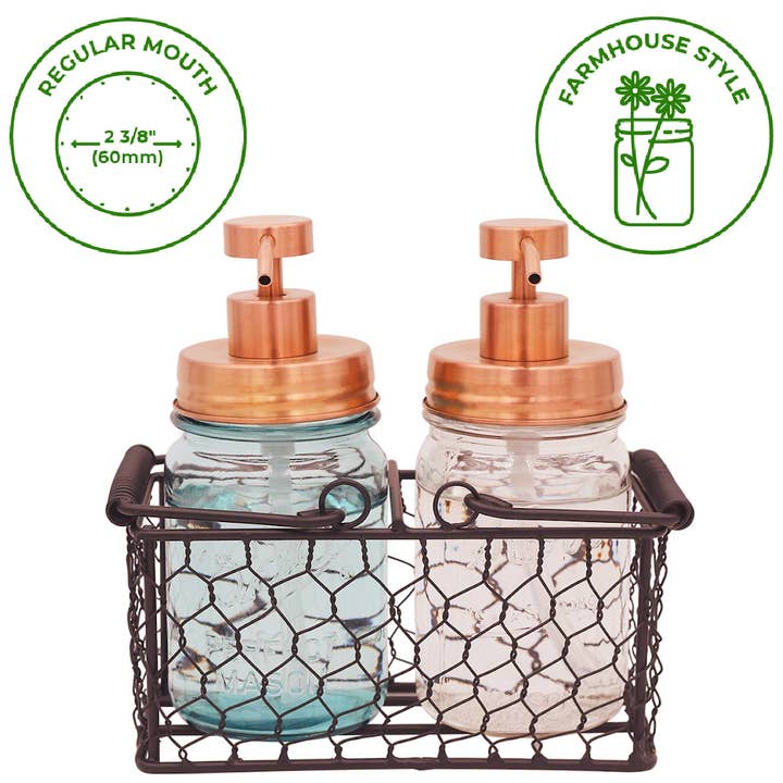 Mason Jar Lifestyle - Wholesale Soap Dispenser - Rose Gold Soap Pump Lid Kit for Regular Mouth Mason Jars