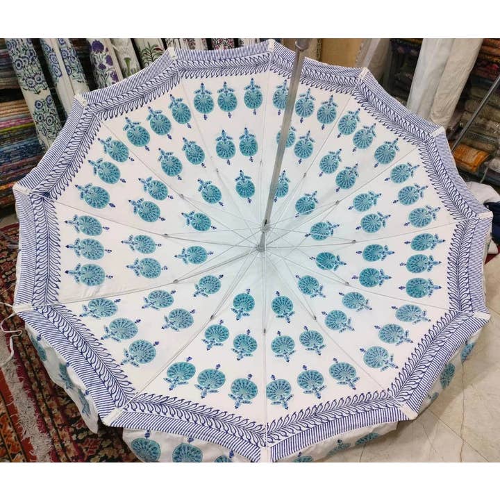 Bhawana Handicrafts - Wholesale Patio Umbrella - 5 Piece Lot, Garden Umbrella Indian Floral Patio Parasol