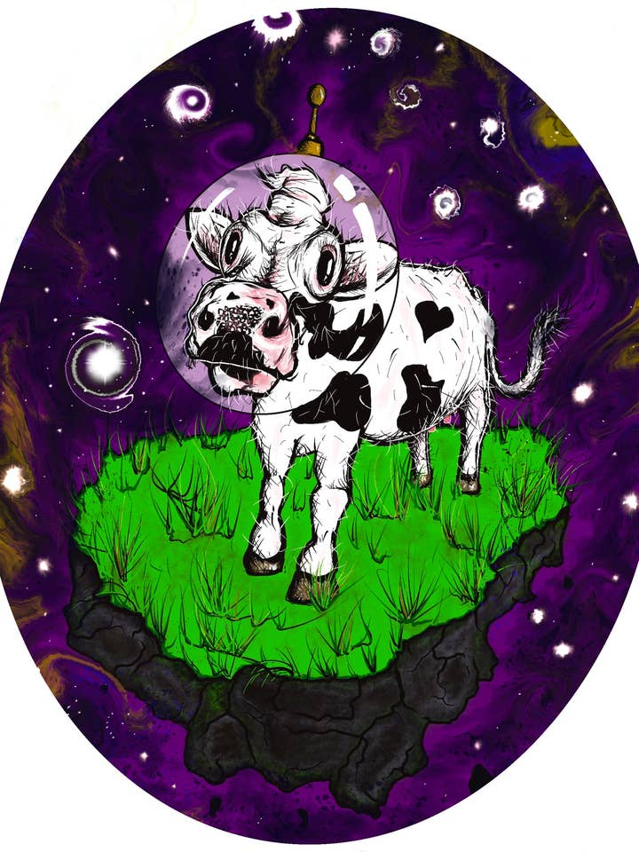 Milky Way/Space Cow Sticker for wholesale by GAAS Art