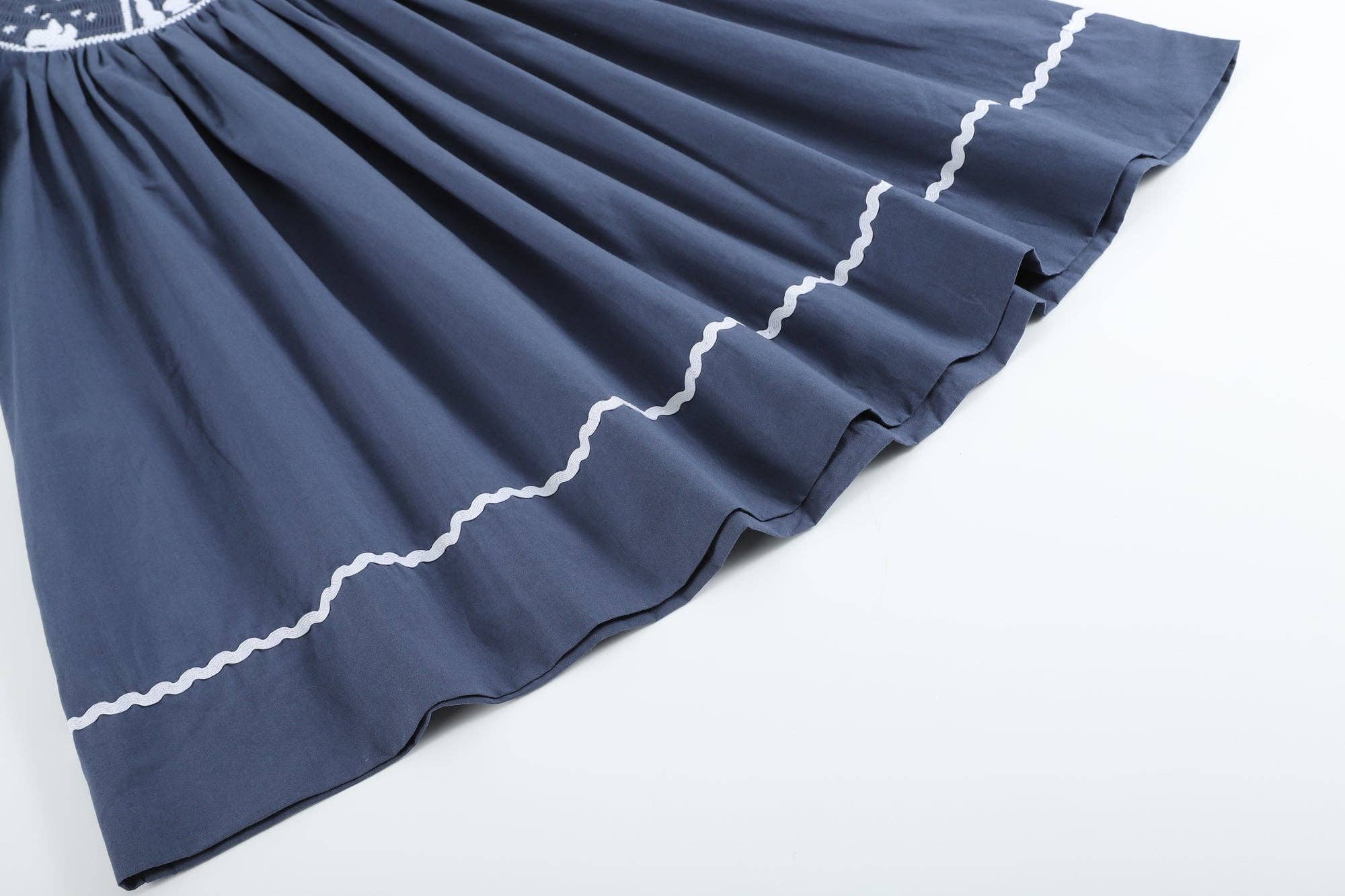 Lil Cactus - Wholesale Dress - Kids - Navy Blue Nativity Long Sleeve Smocked Bishop Dress2