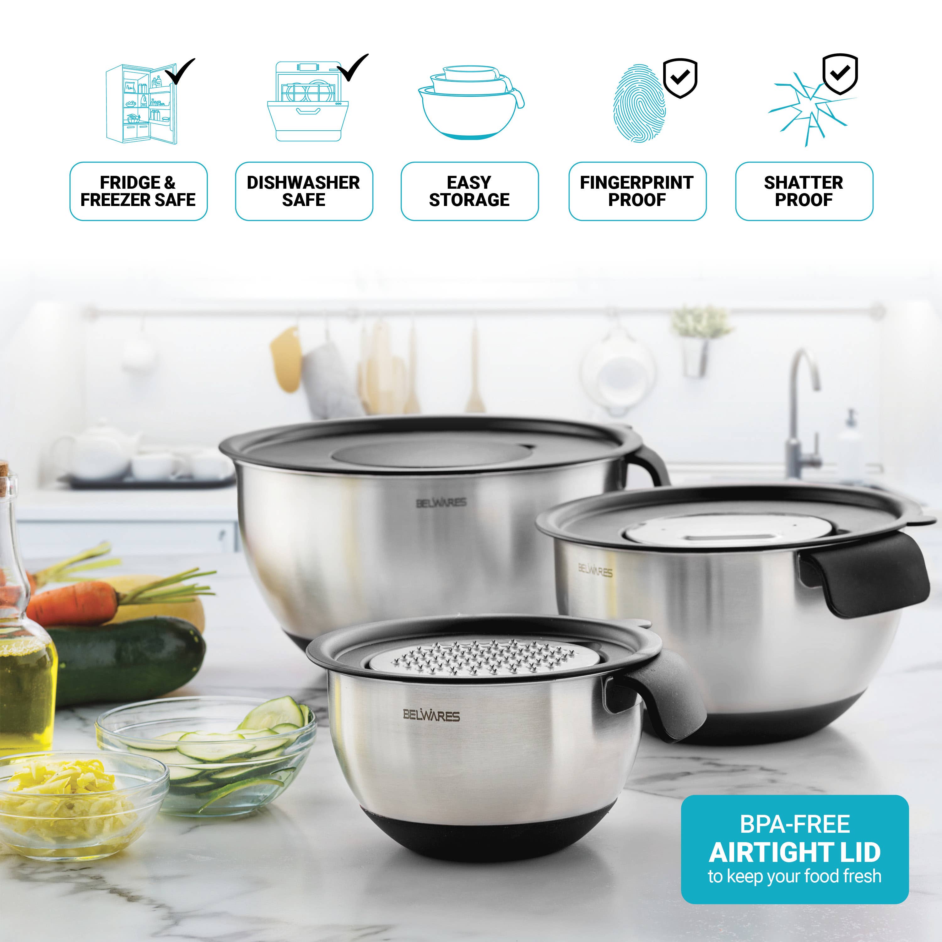 Bambusi - Wholesale Mixing Bowl - Stainless Steel Mixing Bowls Set of 35