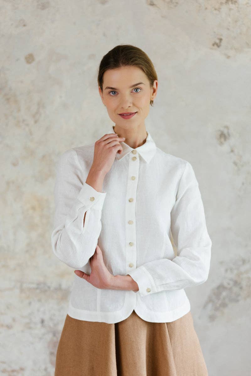 Son de Flor - Wholesale Button Down Shirt - Women's - Frida – Linen Shirt with Sharp Collar9