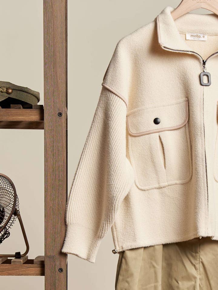 Mello. - Wholesale Athletic Jacket - Women's - Oversize Jacket with Knit Sleeve
