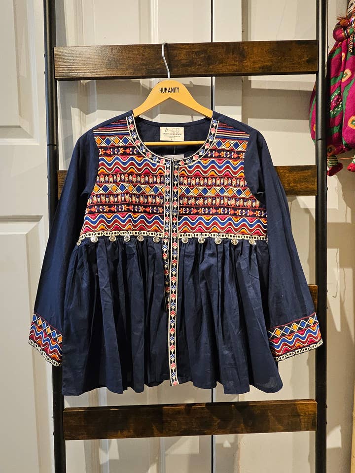 Casaco Boho Artisan Bordado, Top Curto Acolchoado Verão por atacado de Humanity Centred Designs