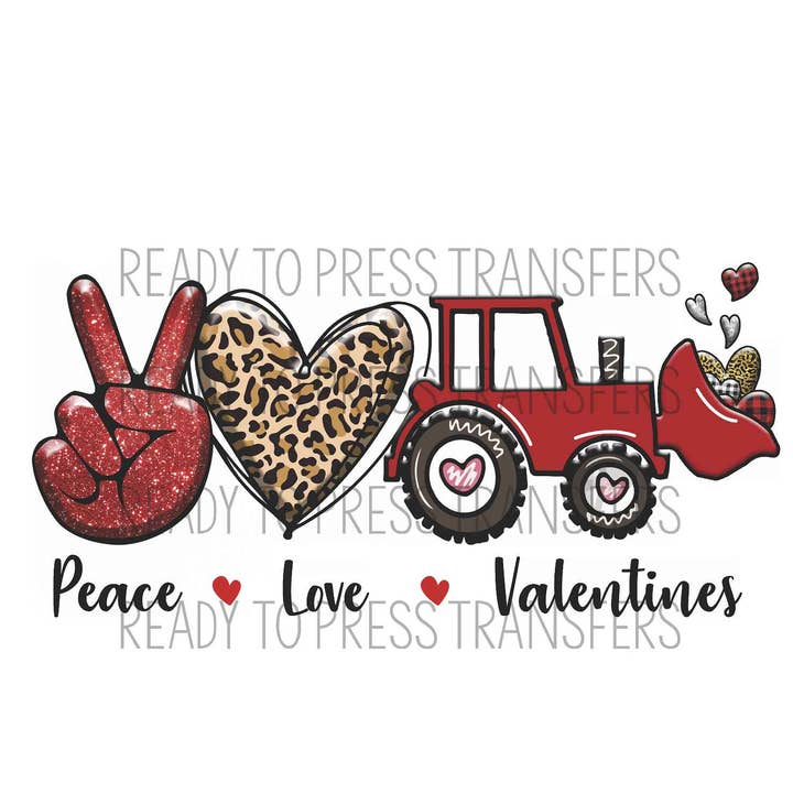 Peace Love Valentine's Day Sublimation Transfer T305 for wholesale by BreezePrintCo
