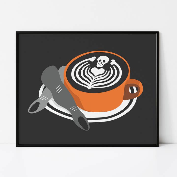 Dödskalle Latte Print - 8 x 10 - Vardag/ Halloween för wholesale av Dote Note + Gift
