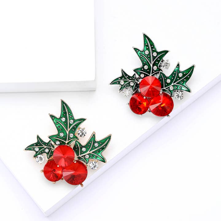 Christmas Red Berries & Green Leaves Rhinestone Holly Brooch and other Purchase Wholesale rhinestone charms. Free Returns & Net 60 Terms on Faire trending on Faire.