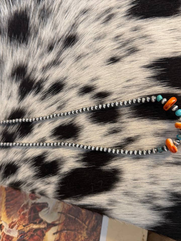 #102 Perles en argent sterling Orange spiny oyster & véritable TQ pour la vente par Z Bars Jewelry