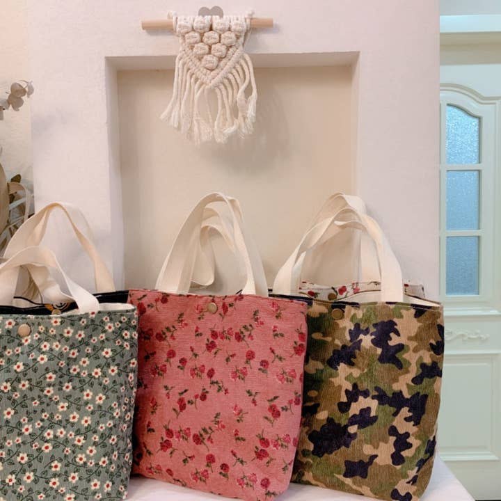 Funkyrel® Atzbranding Limited - Wholesale Tote Bag - Women's - Cosbai - Floral Corduroy Handbag2