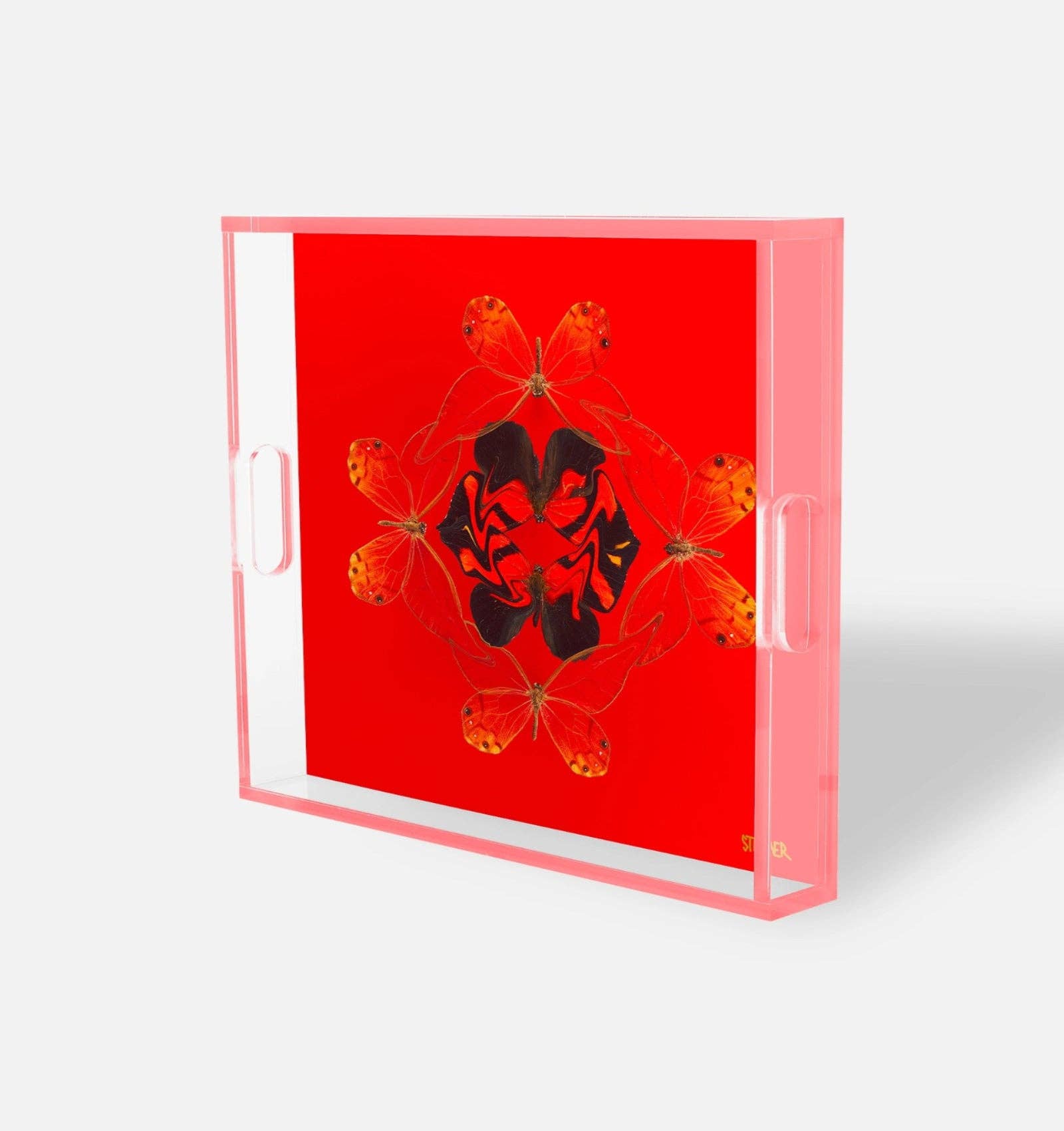 David Stesner ArtHouse - Wholesale Decorative tray - Red Butterfly Acrylic Tray – Enchained Laughter