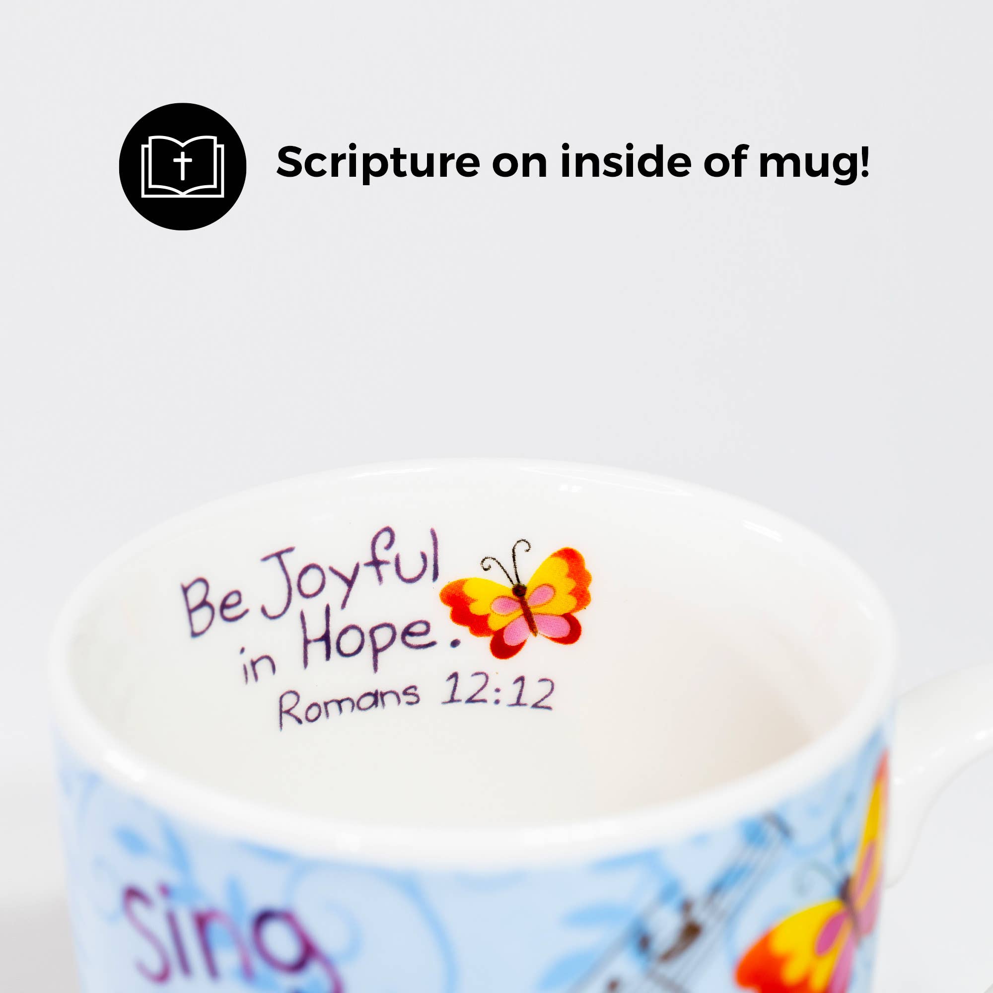 Divinity Boutique - Wholesale Coffee Mug - Sing Joy Bird, Psalm 66: 2 Ceramic Curvy Mug5