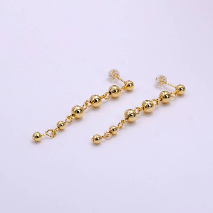 14K Gold Filled 60mm Round Beaded Bubble Minimalist Drop Stud Earrings | AB1102 for wholesale by Aim Eternal