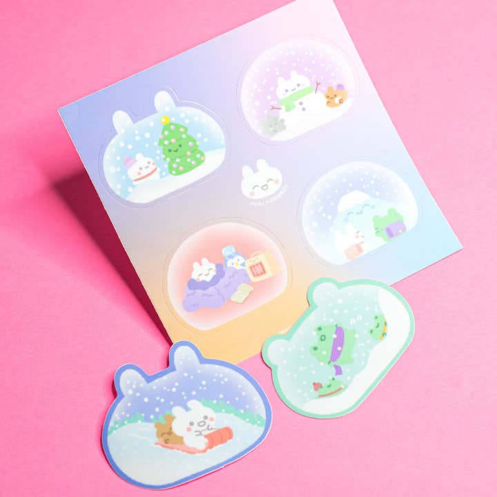 Holiday Snowglobe Sticker Set for wholesale by Robot Dance Battle