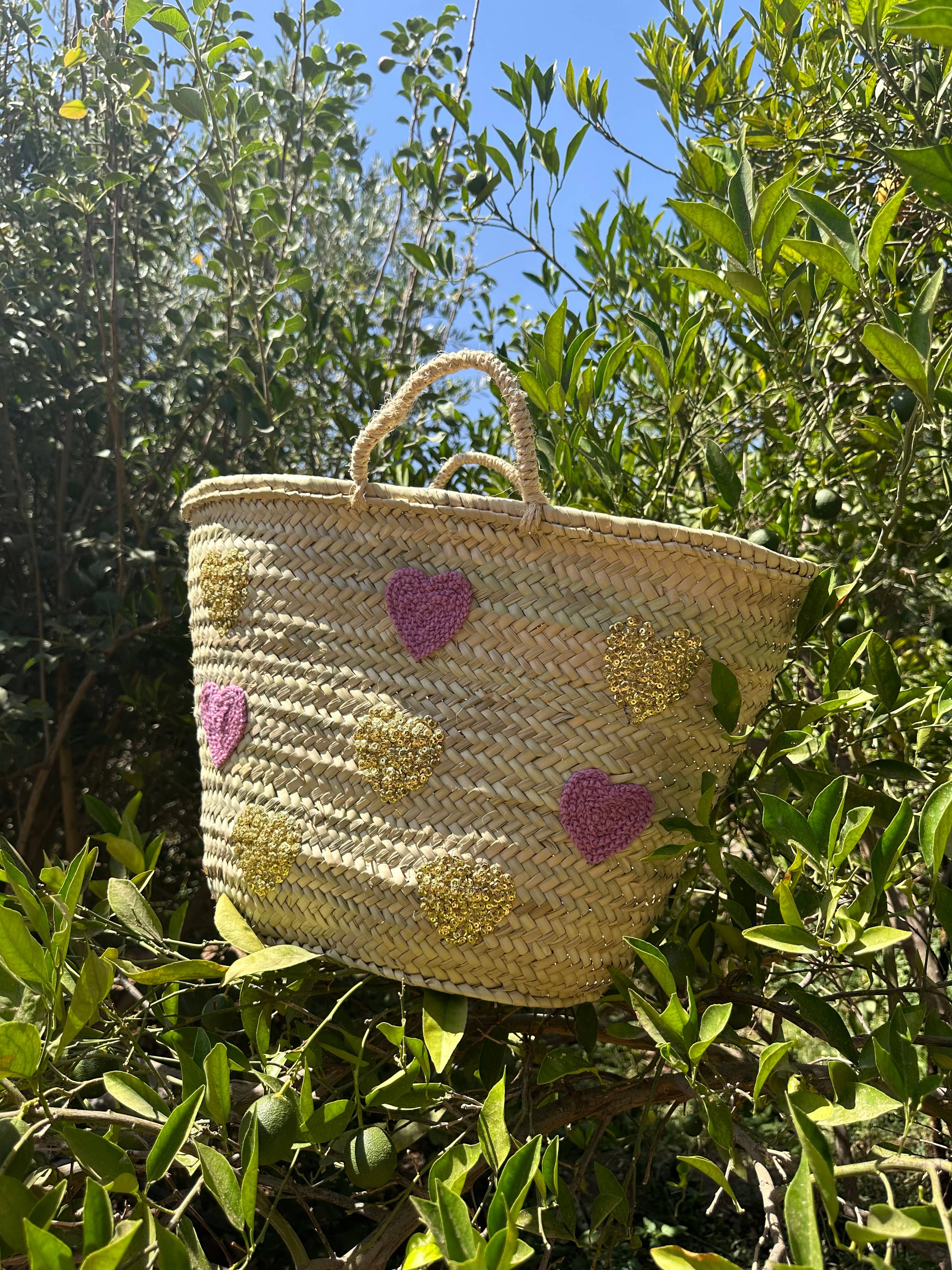 Mikwi – Großhandel Korb – FRENCH BASKET || Marokkanische Strohtasche mit Herzmotiven4