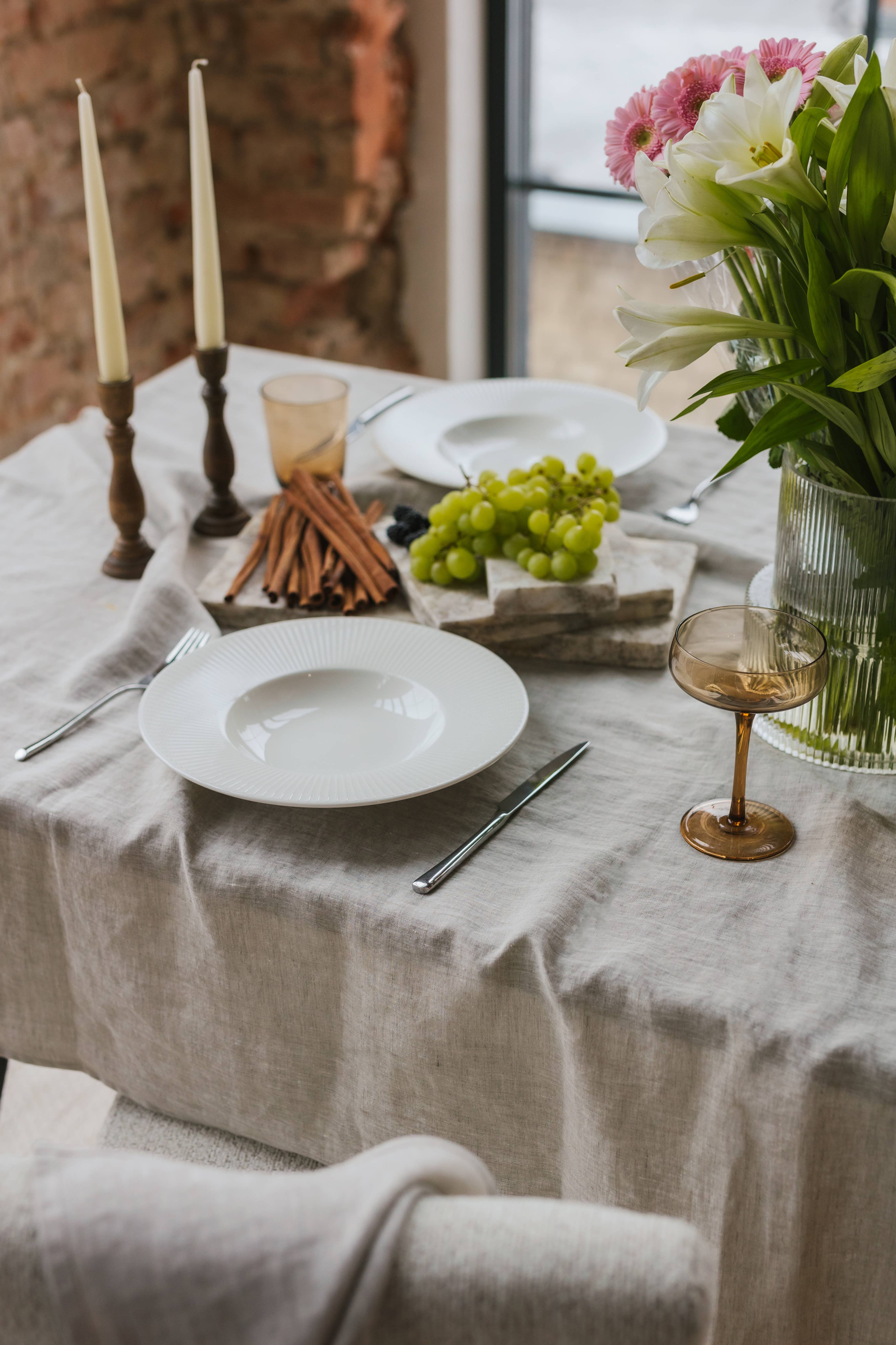 Linen Spells - Wholesale Tablecloth - Natural Melange Linen Tablecloth4