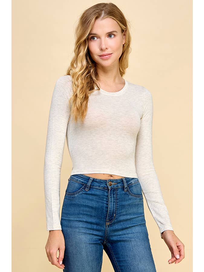 Heart & Hips - Wholesale Knit Top - Women's - JT49614L - LONG SLEEVE CREW NECK CROP TOP3