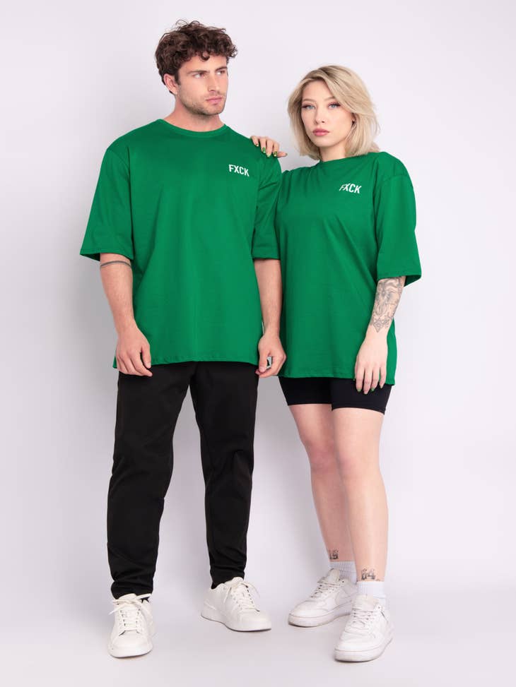 Gym Smitsom Rundt og rundt Faire – Unisex “FXCK” Plain Printed T-shirt - Green til din butik