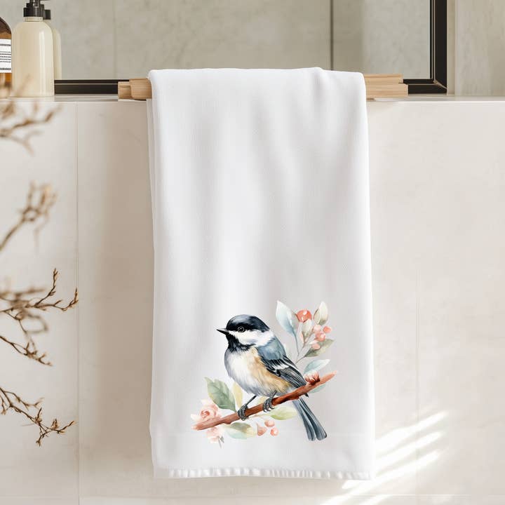 Fernville Creations - Wholesale Hand Towel - Chickadee Hand Towel, Luxury Bath Decor, Sophisticated Decor6