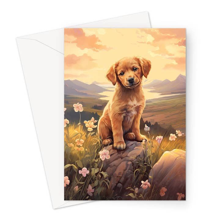 Carte de vœux Summer Labrador Puppy pour la vente par Wild And Arty