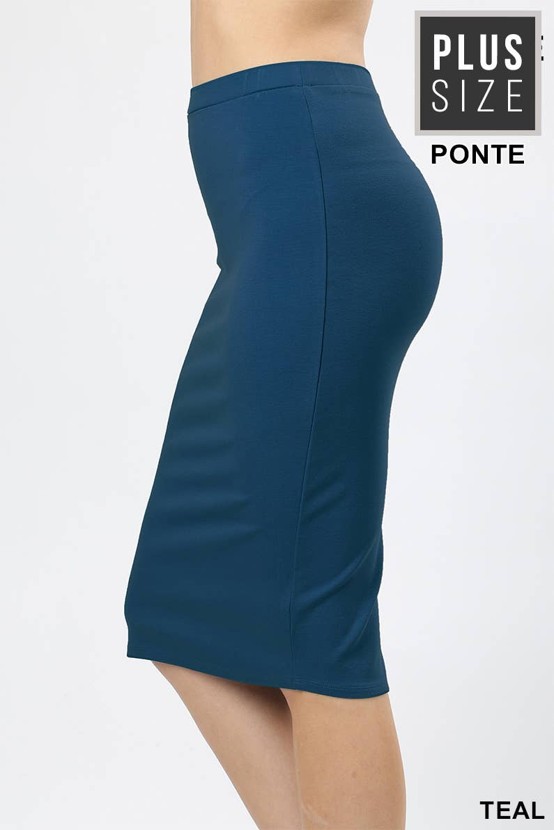 42POPS - Wholesale Skirt - Women's - ,..PONTE BASIC KNEE LENGTH PENCIL SKIRT4