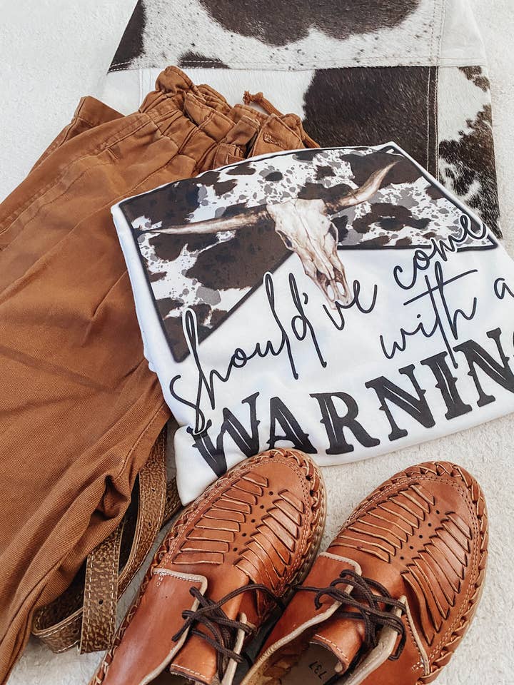 Rancho515 - Wholesale Screen Printed T-Shirt - Women's - I Should have come with a Warning-White T-shirt Unisex0