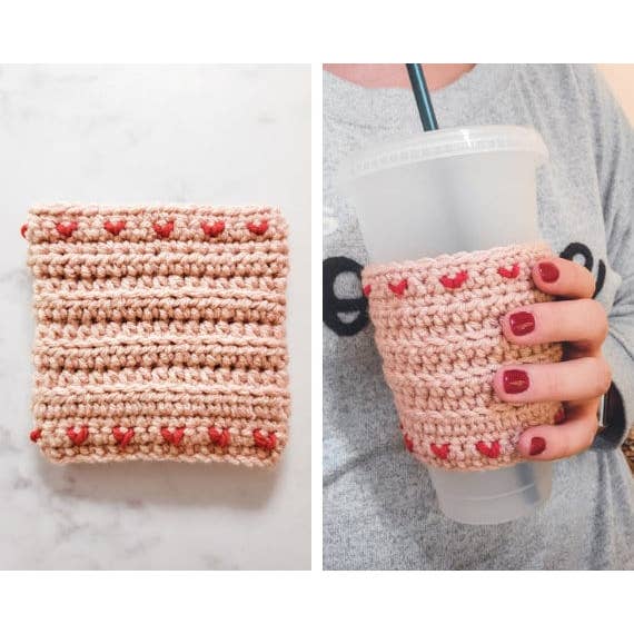 Anh2 LTD – Engroshandel Drikkedunke – Hæklet Tiny Heart Cup Cozy, kaffeærme, Valentinsgave