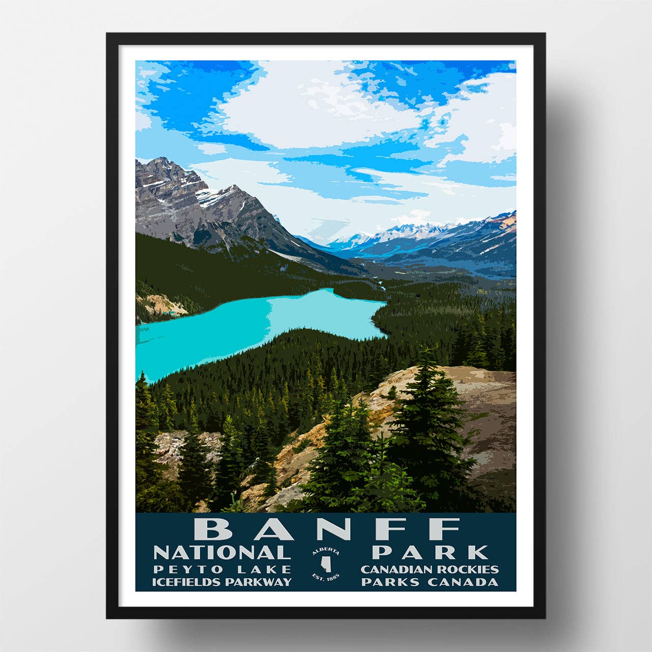 Just Go Travel Studios - Wholesale Poster - Banff National Park Poster-WPA (Peyto Lake) - WS1
