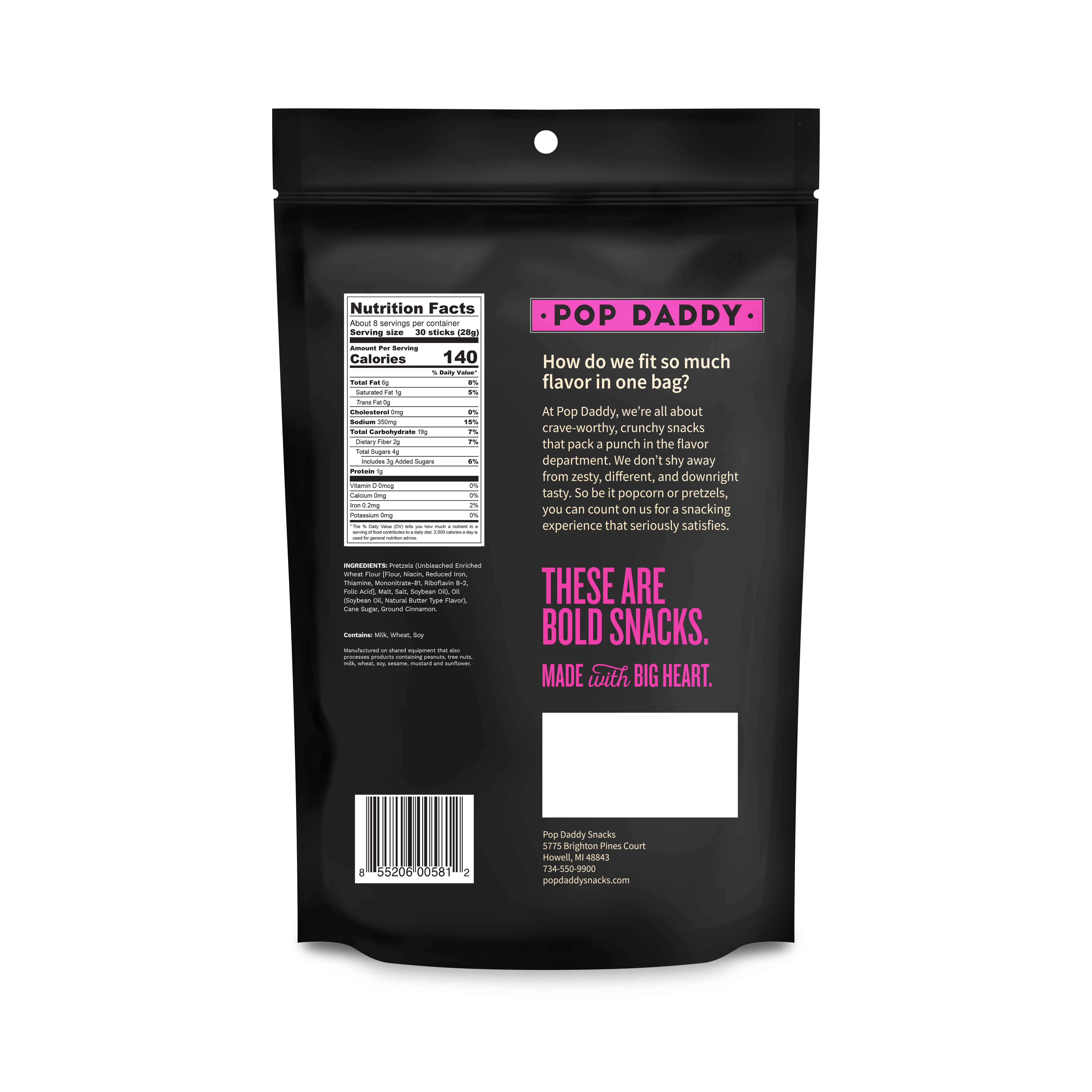 Pop Daddy Snacks - Wholesale Pretzels - Pop Daddy – Cinnamon Sugar Seasoned Pretzels 7.5oz1