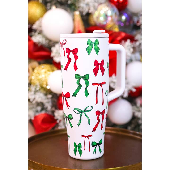 Red Green Midnight Bow Christmas Edition Sleek Tumbler for wholesale on Faire5