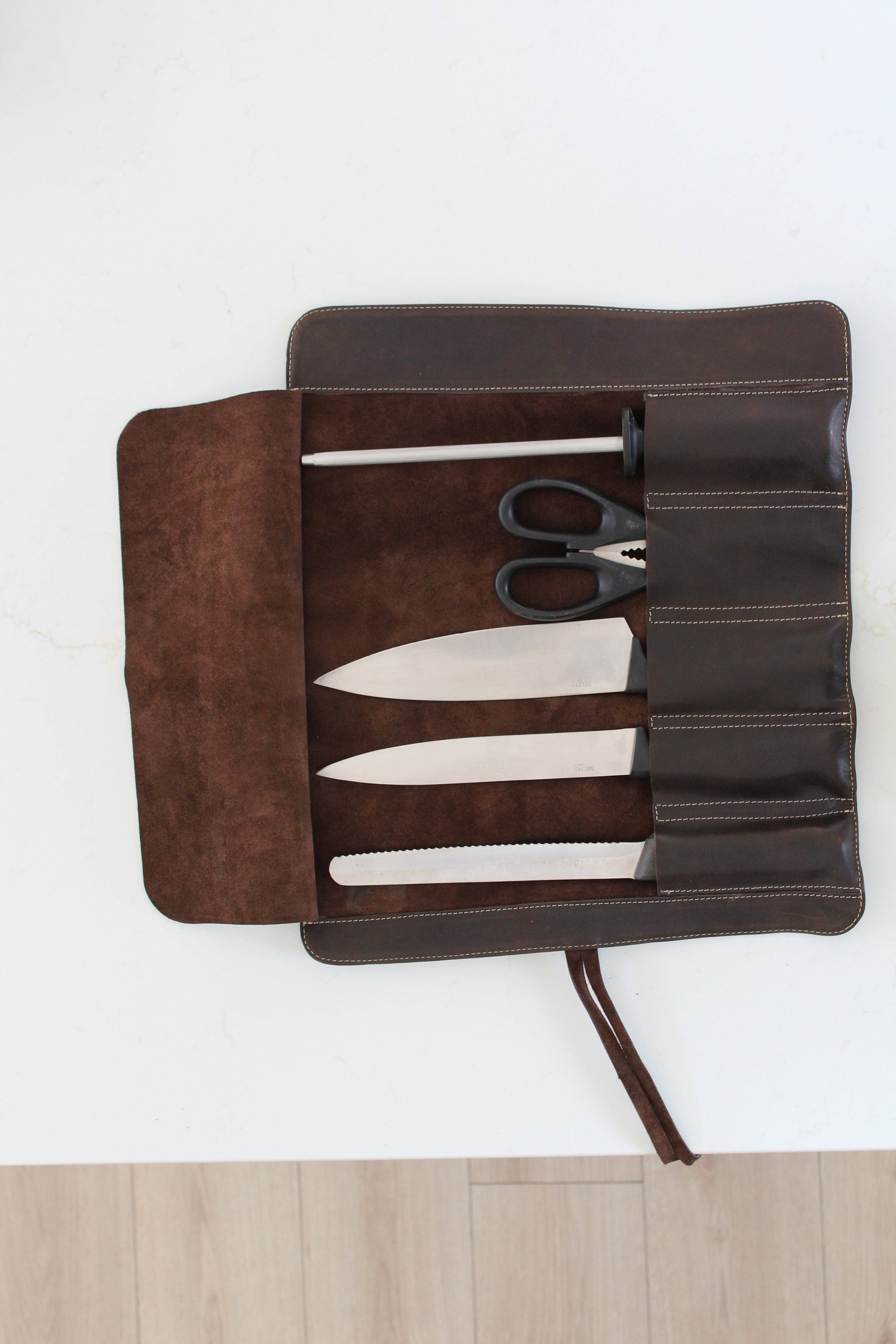 Green Leather Knife Roll for wholesale on Faire5