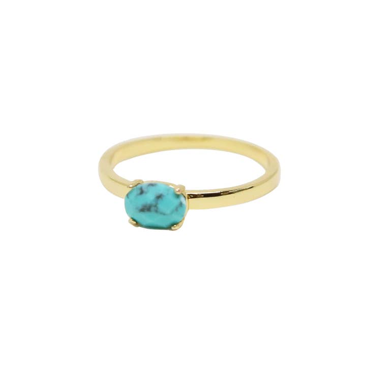 Bague en pierre empilable turquoise et or pour la vente par CHARGED