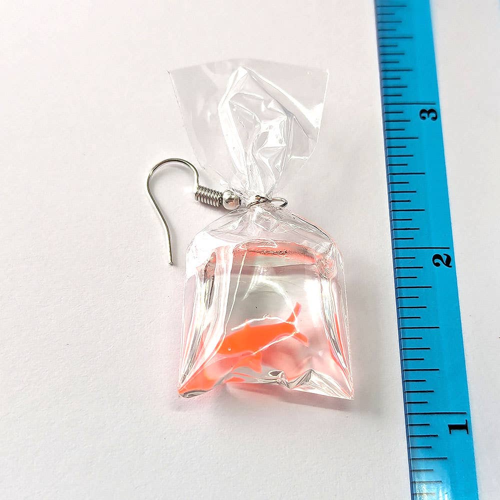 Stylish Jewelry Supply - Wholesale Dangle Earrings - Fish in a Bag Orange Goldfish Fish Resin Earrings3