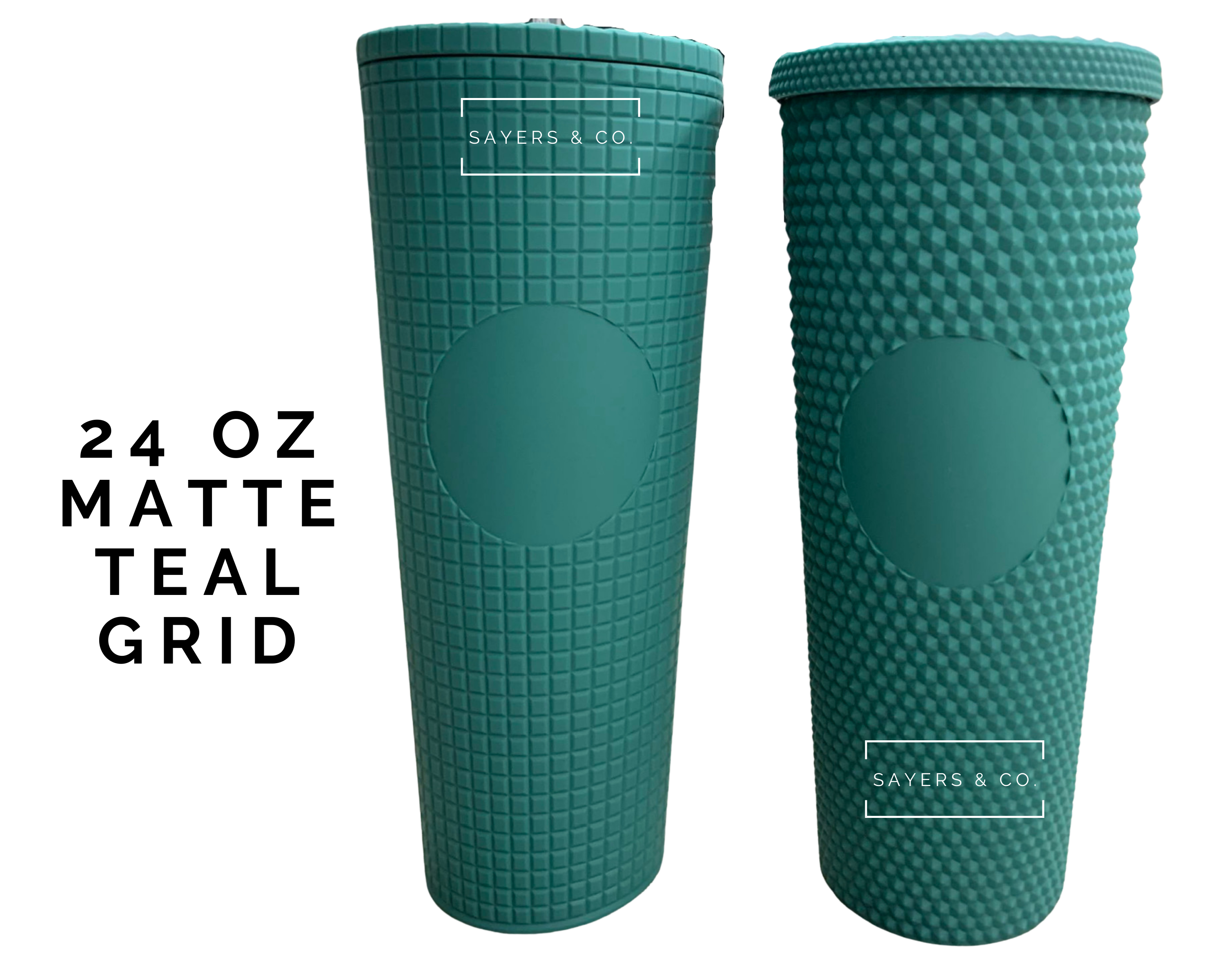 Sayers & Co. - Wholesale Insulated Mug/Tumbler - Matte & Glossy Grid 24oz Screw Top Tumbler, Double Walled Insulated Matte Black, Matte Coral, Sayers & Co., Wholesale, Bulk9
