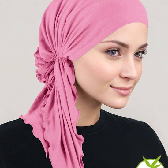 Turban Plus - Vendita all'ingrosso Bandana/foulard per capelli - Donna - Sciarpa Bella in bambù e cashmere rosa0