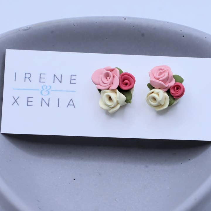Irene and Xenia - Wholesale Stud/Post Earrings - Roses Stud