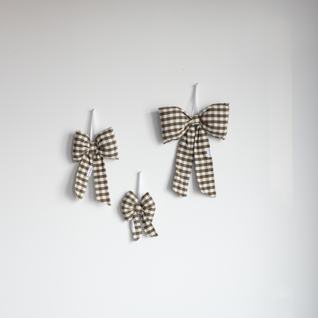 Luxe B Co - Wholesale Christmas Decoration - Bows Olive Green Gingham Fabric4