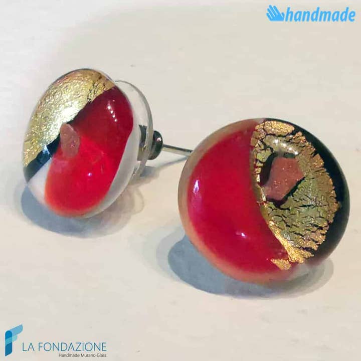 Lobo-Ohrringe aus gebrochenem Gold aus Muranoglas für den Großhandel von La Fondazione - Handmade Murano Glass