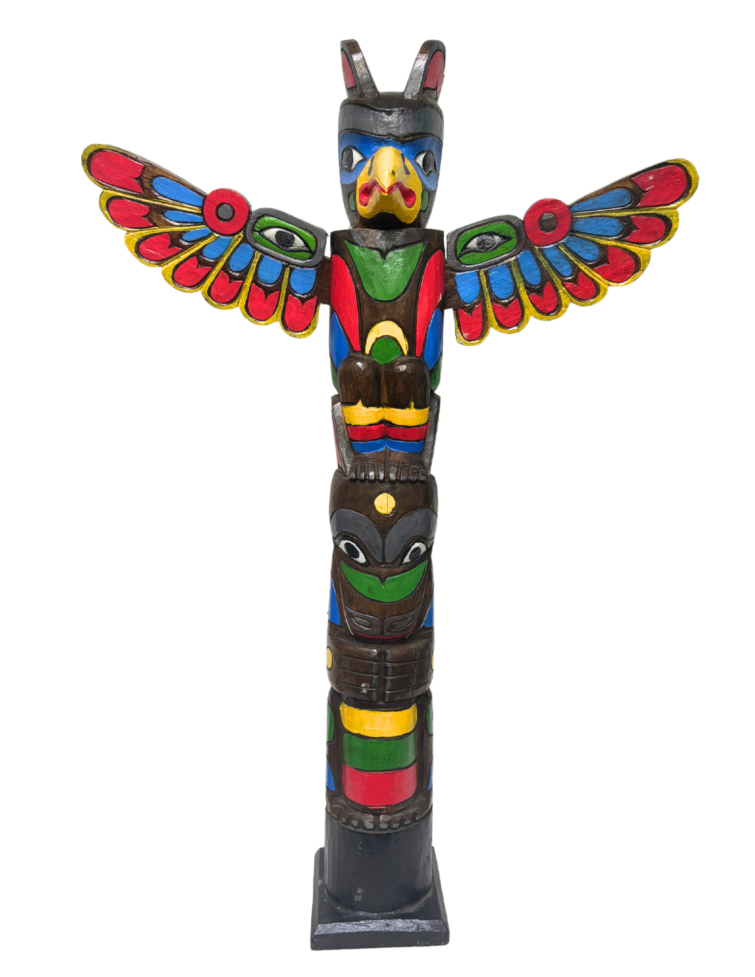 White Elephant - Wholesale Sculpture - 3 Foot Tall Northwest Coast Style Wooden Eagle Totem Pole3