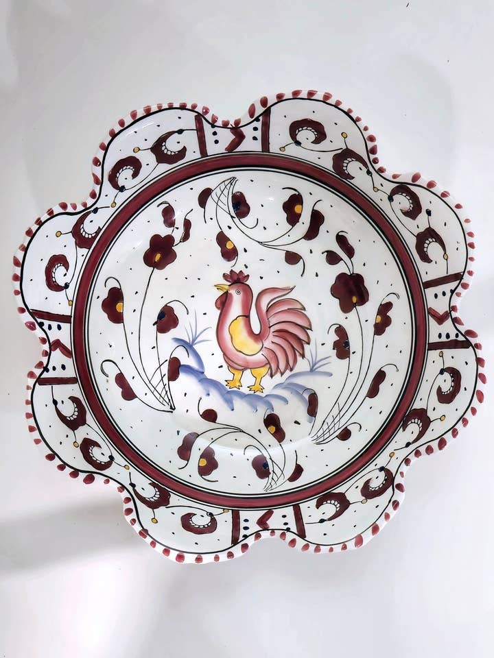 12 Inch Bowl w/ Rooster Design, Multiple Colors for wholesale by AA Importing