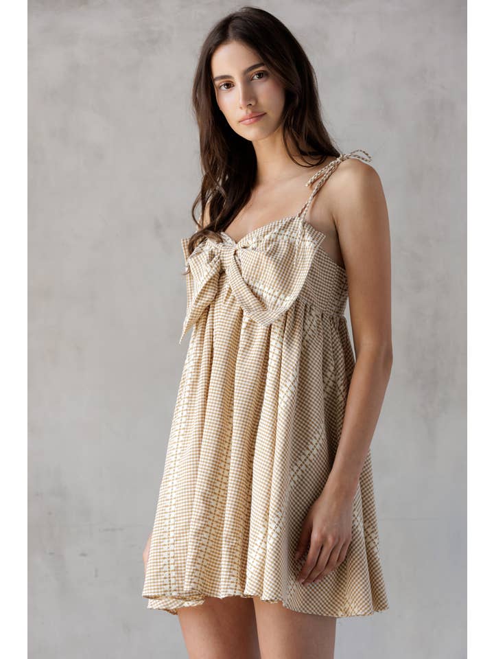 STORIA - Wholesale Dress - Women's - JD5382-9 GINGHAM MINI DRESS