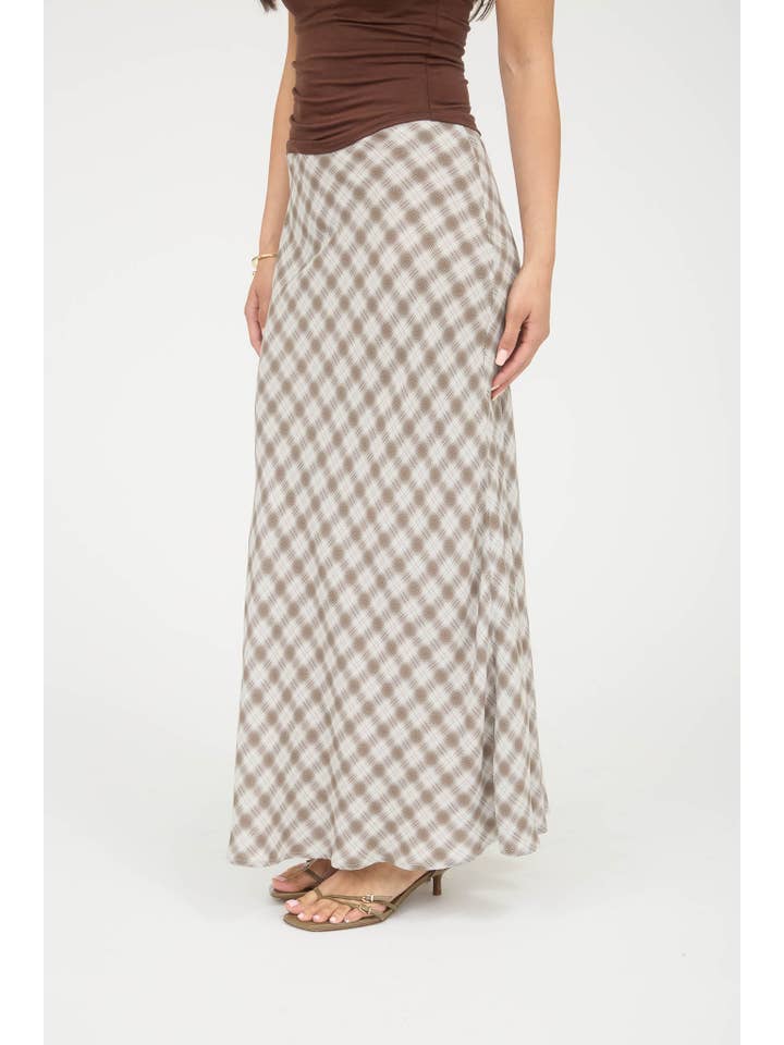 The Workshop Studio - Wholesale Skirt - Women's - PLAID HIGH WAIST MIDI SKIRT4