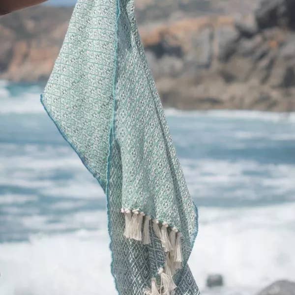 Chicoração - Wholesale Scarf - Women's - 100% Cotton Scarf - Flower Dark Turquoise | Water Green